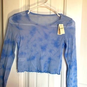 Aerie XS Brand new mesh blue long sleeve shirt, stretchy cute simple comfy